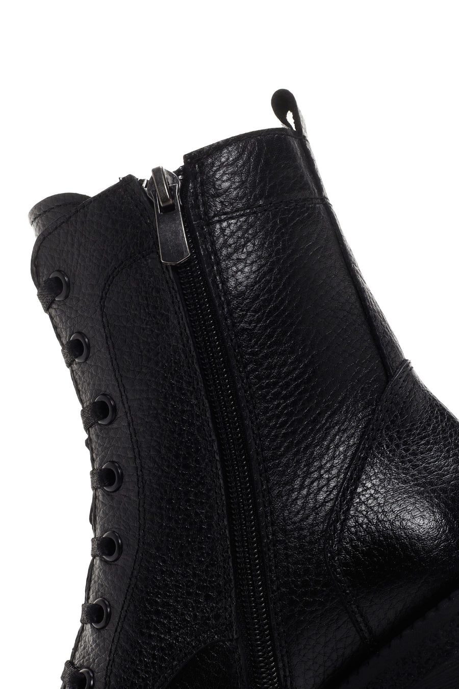 Women's Black Leather Zippered Heeled Boots