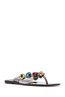Women's Black Stone Jelly Flip Flops | Derimod