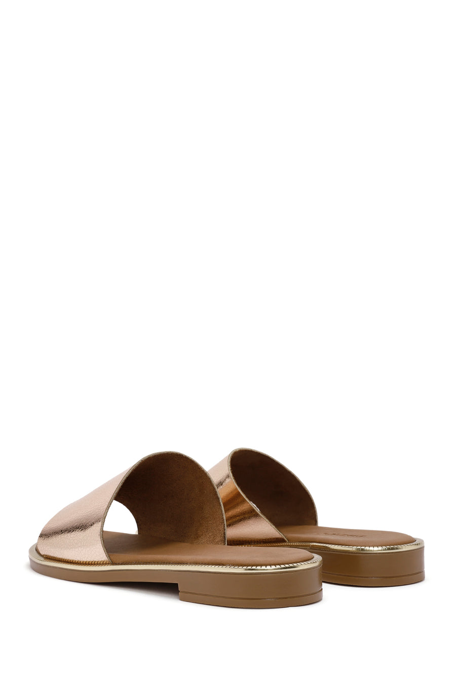 Women's Pink Metallic Leather Slippers