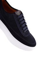 Erkek Lacivert Bağcıklı Süet Deri Sneaker | Derimod