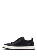 Erkek Siyah Bağcıklı Deri Sneaker | Derimod