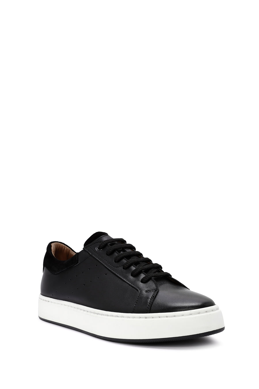 Erkek Siyah Bağcıklı Deri Sneaker