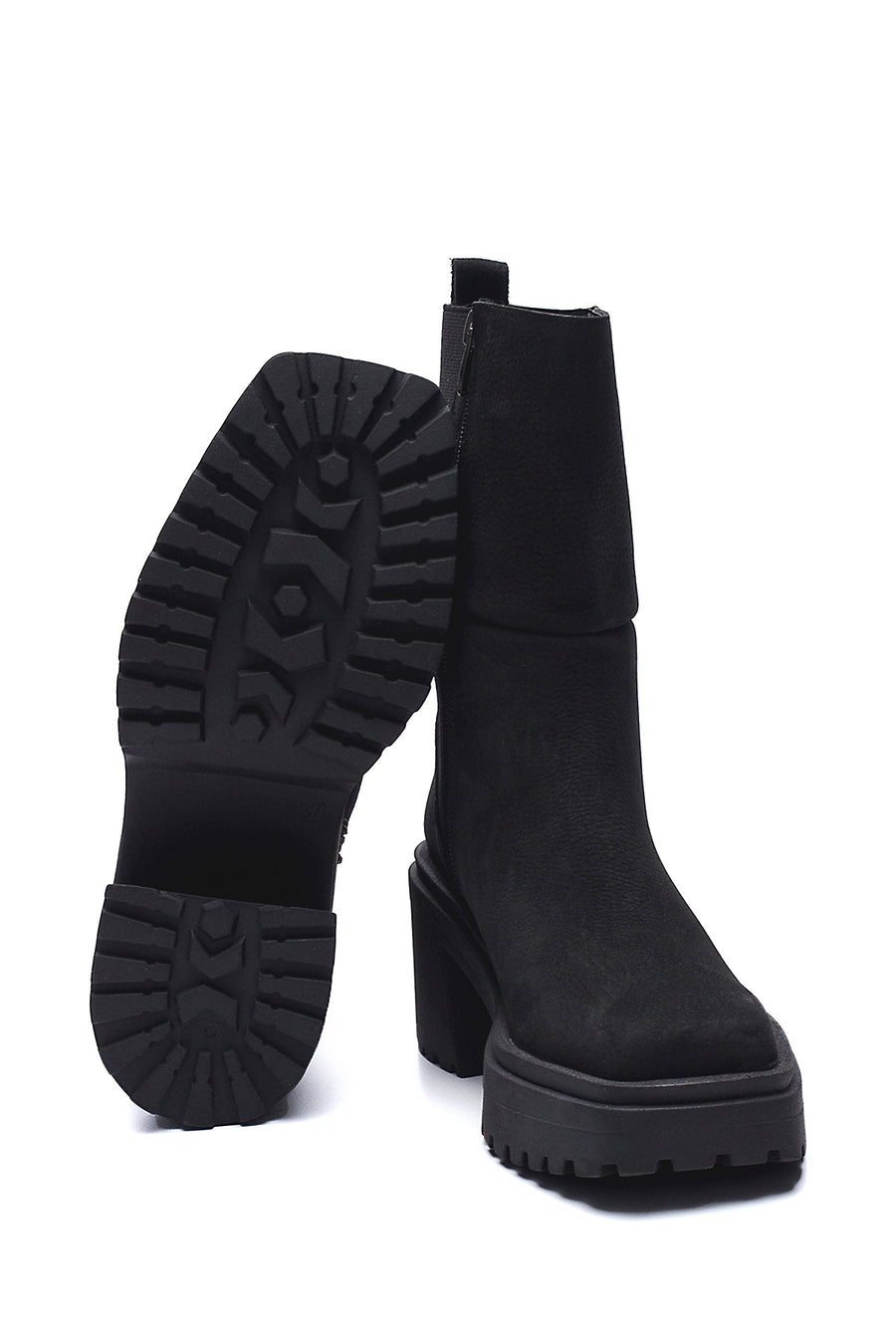 Women's Leather Nubuck Heeled Boots