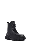 Men's Black Zippered Leather Postal Boots | Derimod
