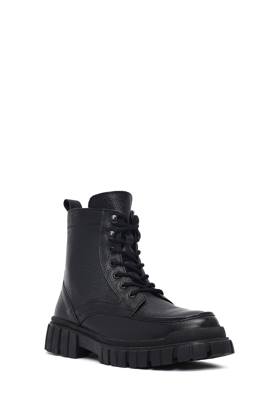 Men's Black Zippered Leather Postal Boots