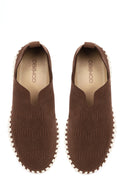 Woman Brown Thick-Soled Patterned Suede Comfort Shoe | Derimod