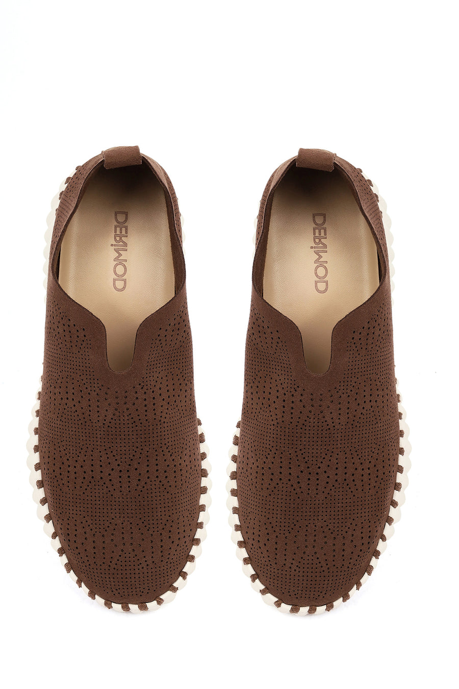 Woman Brown Thick-Soled Patterned Suede Comfort Shoe