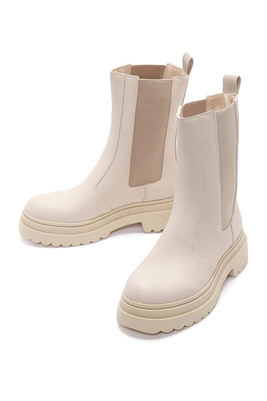 Women's Beige Thick Soled Chelsea Boots
