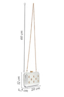 Women's Silver Long Chain Strap Stone Metallic Mini Evening Box Bag | Derimod