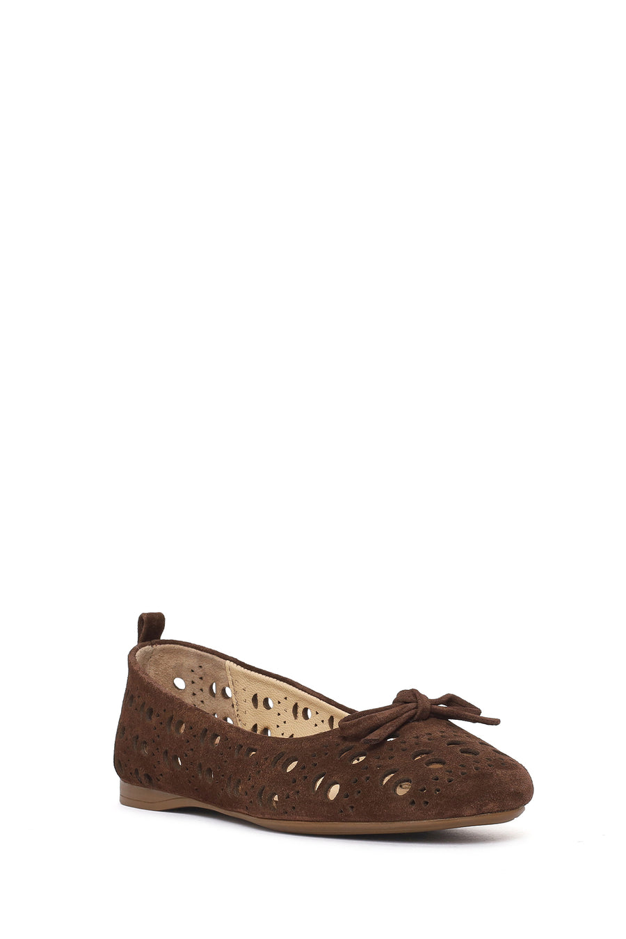Women's Brown Patterned Suede Leather Ballet Flats