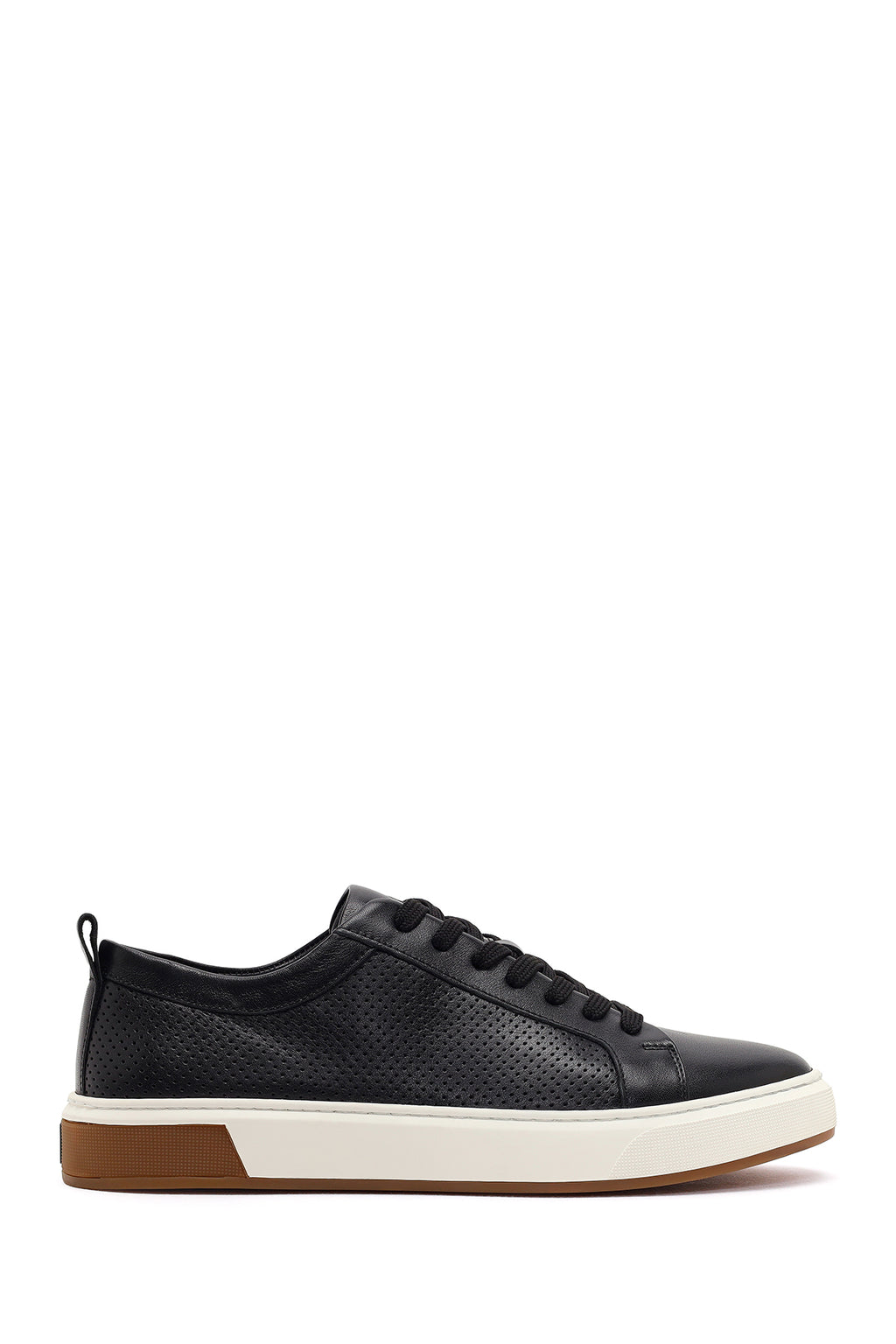 Erkek Siyah Bağcıklı Deri Sneaker