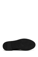 Women's Black Leather Zippered Flat Boots | Derimod