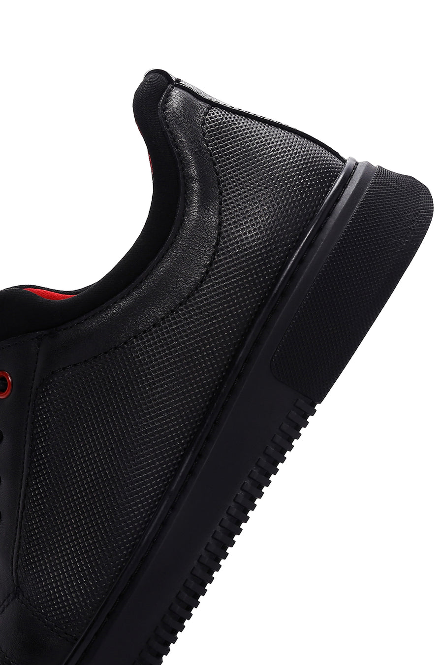 Men's Black Lace-up Leather Sneaker