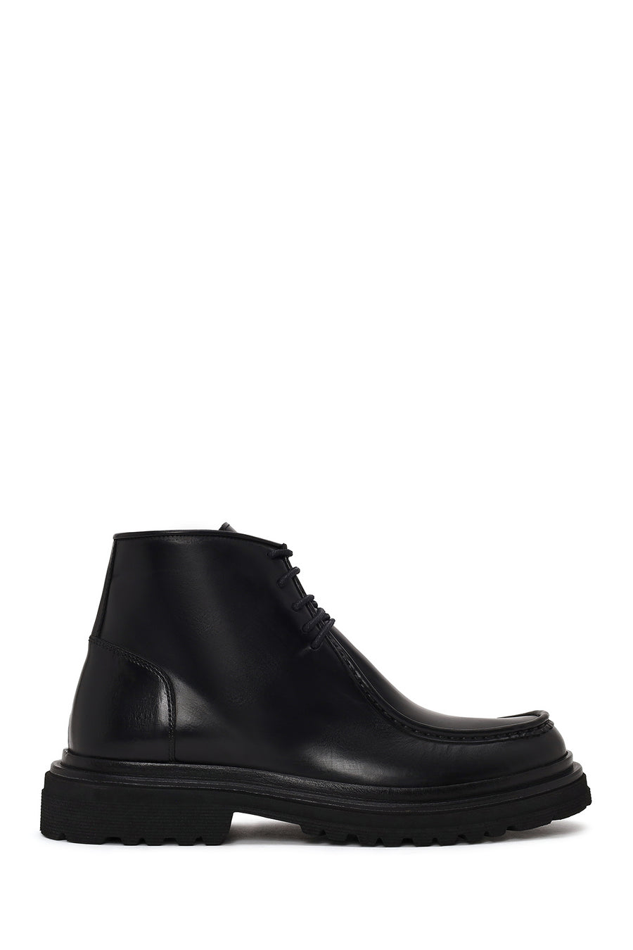 Derimod Black Erkek Siyah Fermuarlı Kalın Tabanlı Deri Casual Bot WM730011DV | Derimod