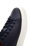 Men's Navy Blue Lace-up Thick-Sole Leather Sneaker | Derimod