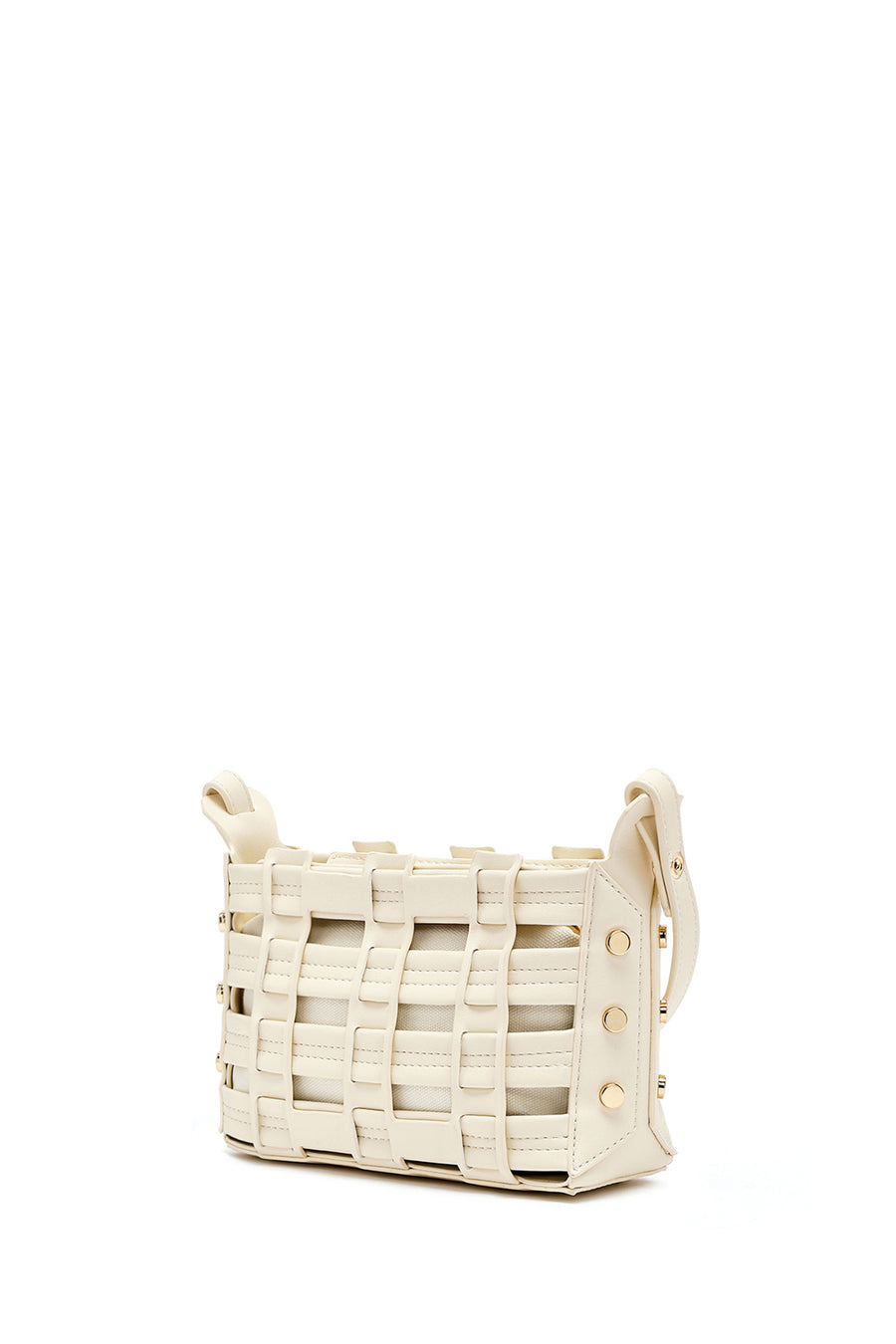Woman Cream Long Strap Knit Crossbody Bag