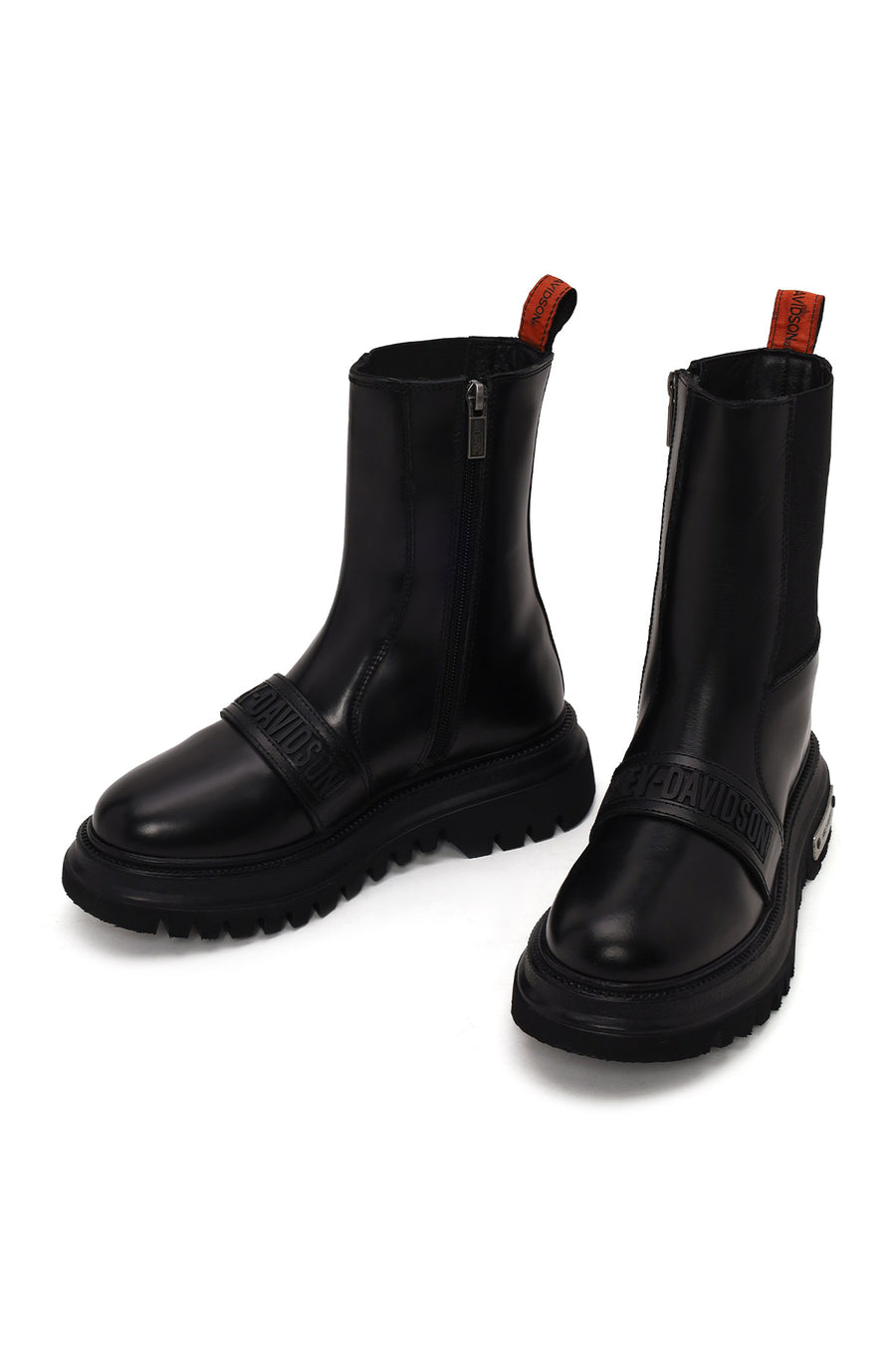 Harley Davidson Woman Black Glenn Zip Closure Thick-Soled Leather Boots