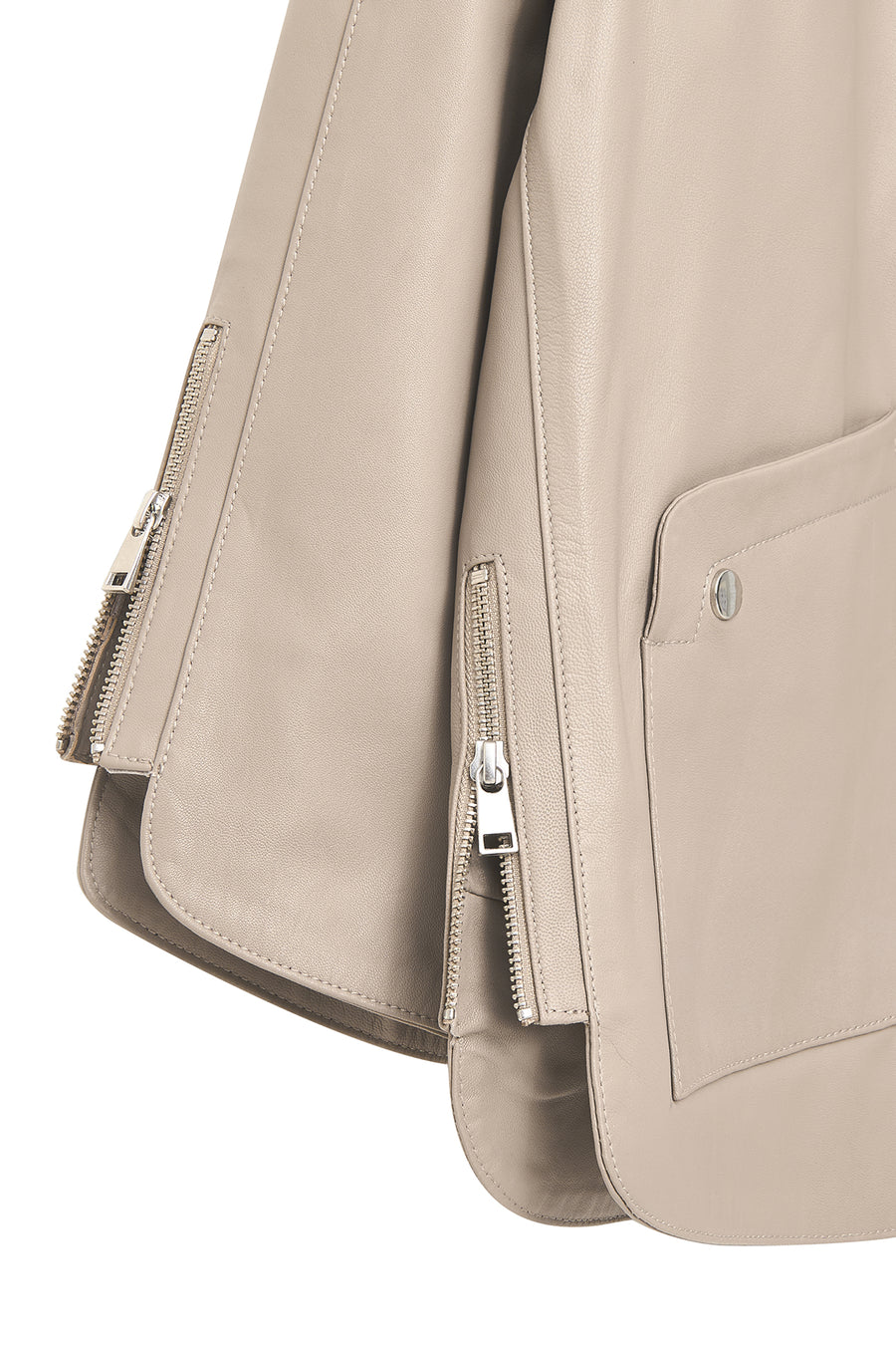 Karen Women's Beige Oversize Leather Jacket