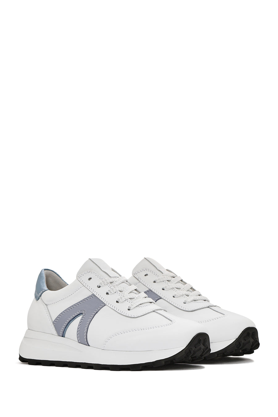 Women's White Lace-Up Leather Sneaker