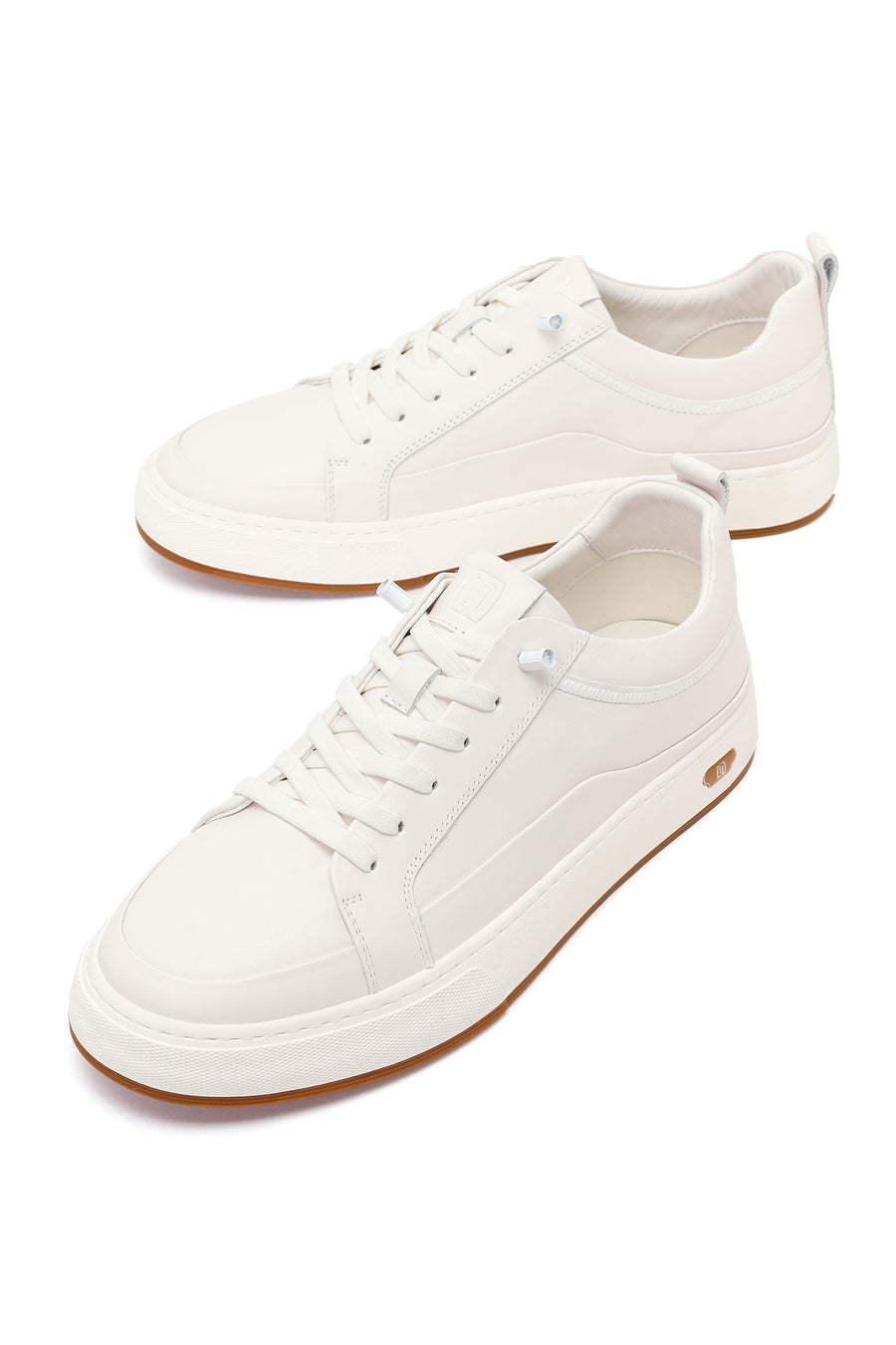 Erkek Beyaz Bağcıklı Deri Sneaker