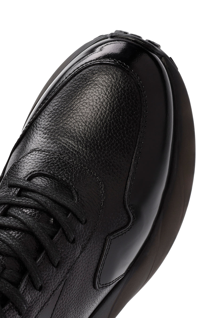 Men's Black Lace-up Leather Sneaker