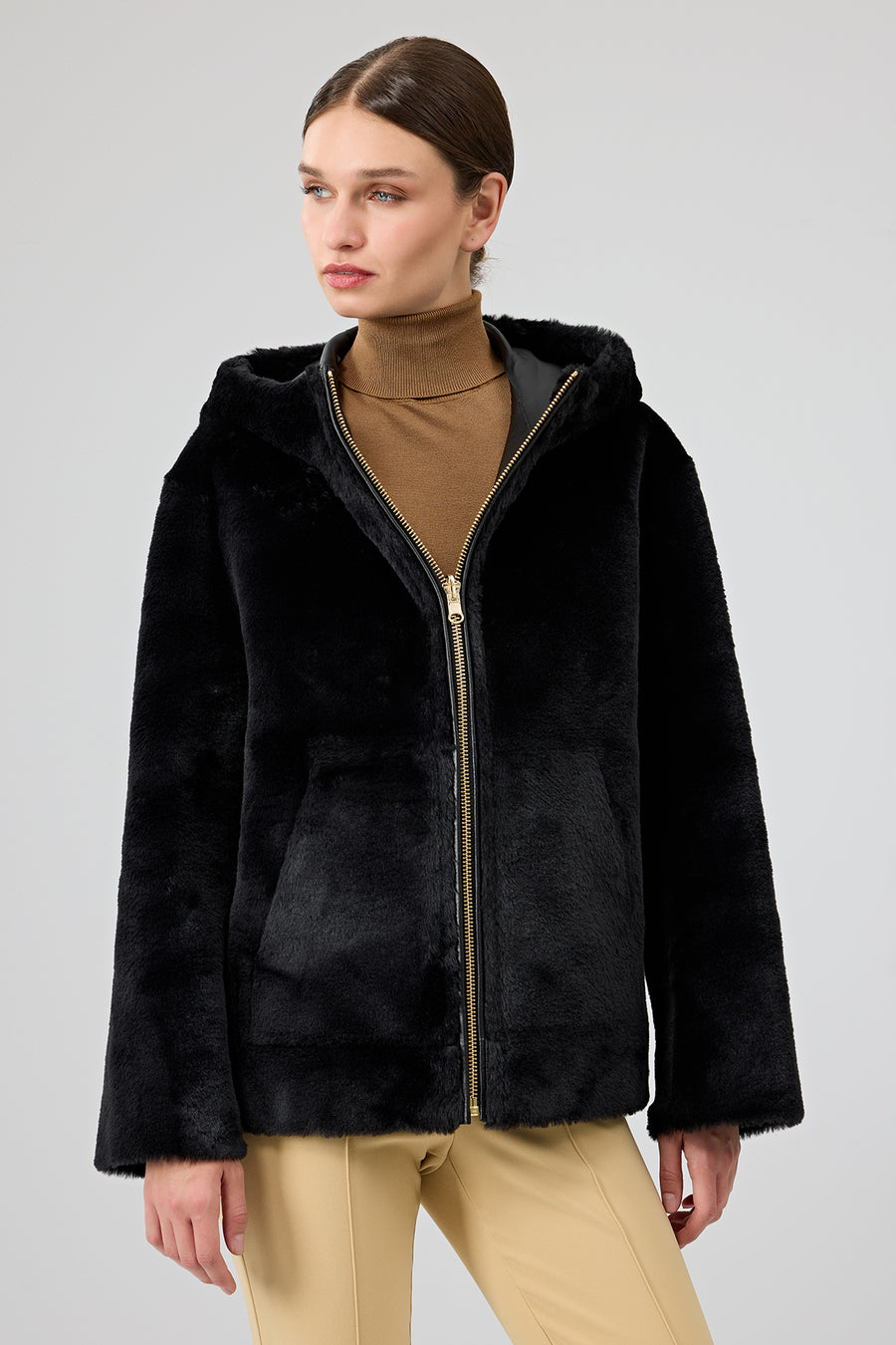 Gardena Women's Black Double-Sided Teddy Coat 24WGD5241FF | Derimod