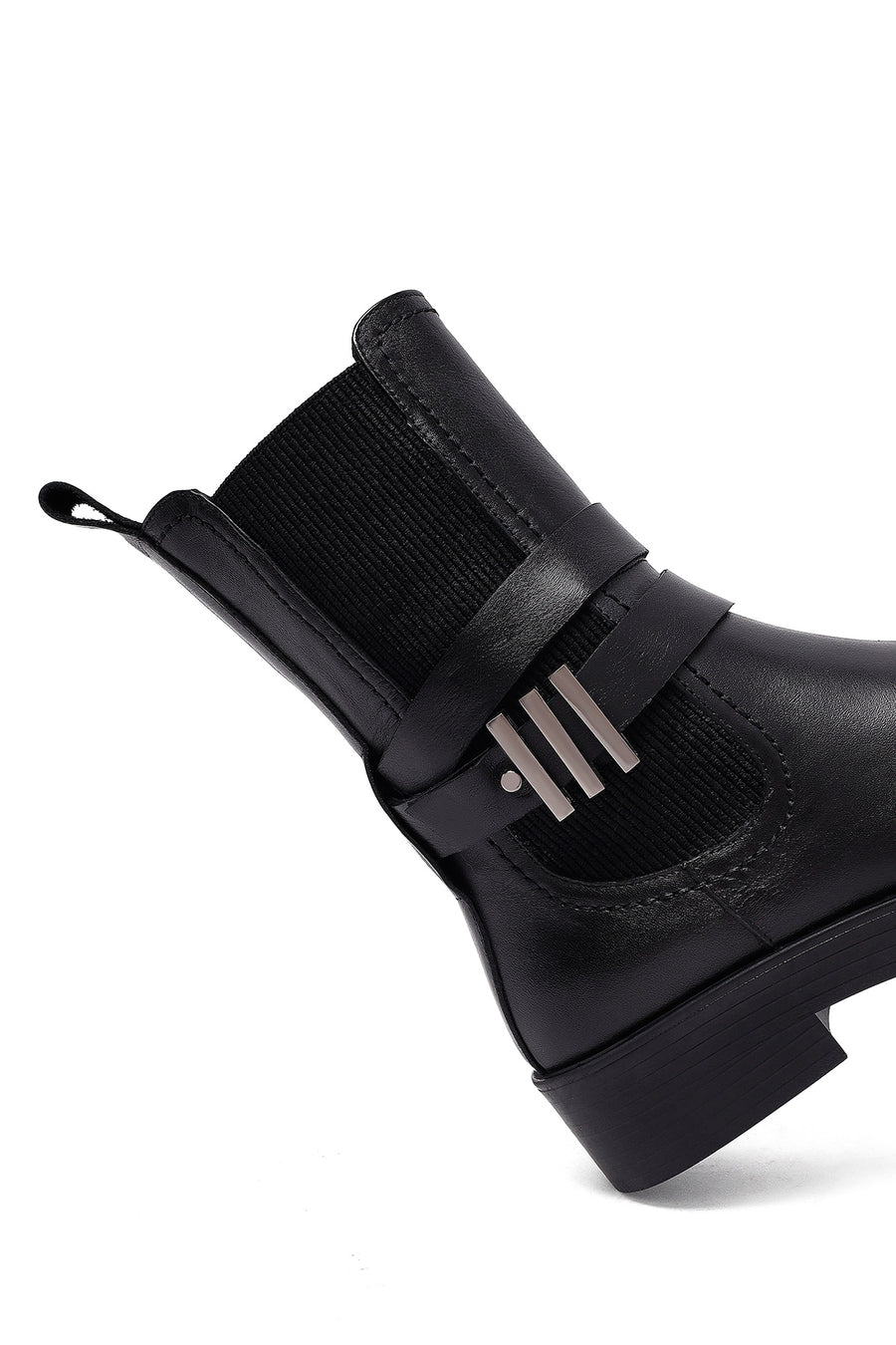 Women's Black Zippered Leather Boots