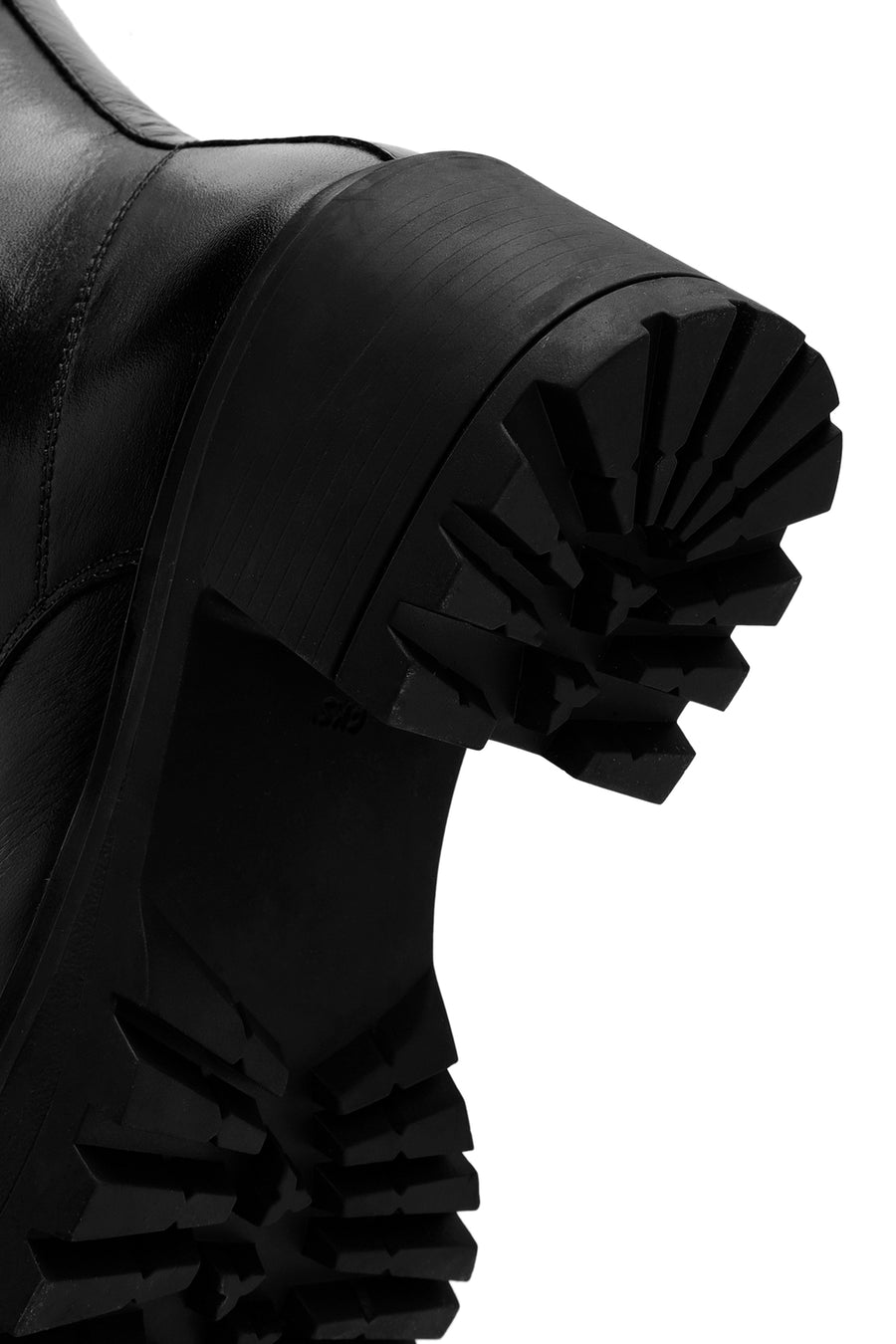 Women's Black Lace-Up Zipper Detailed Thick Heeled Leather Boots