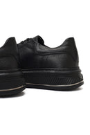 Male Black Lace-Up Thick-Soled Leather Sneaker | Derimod