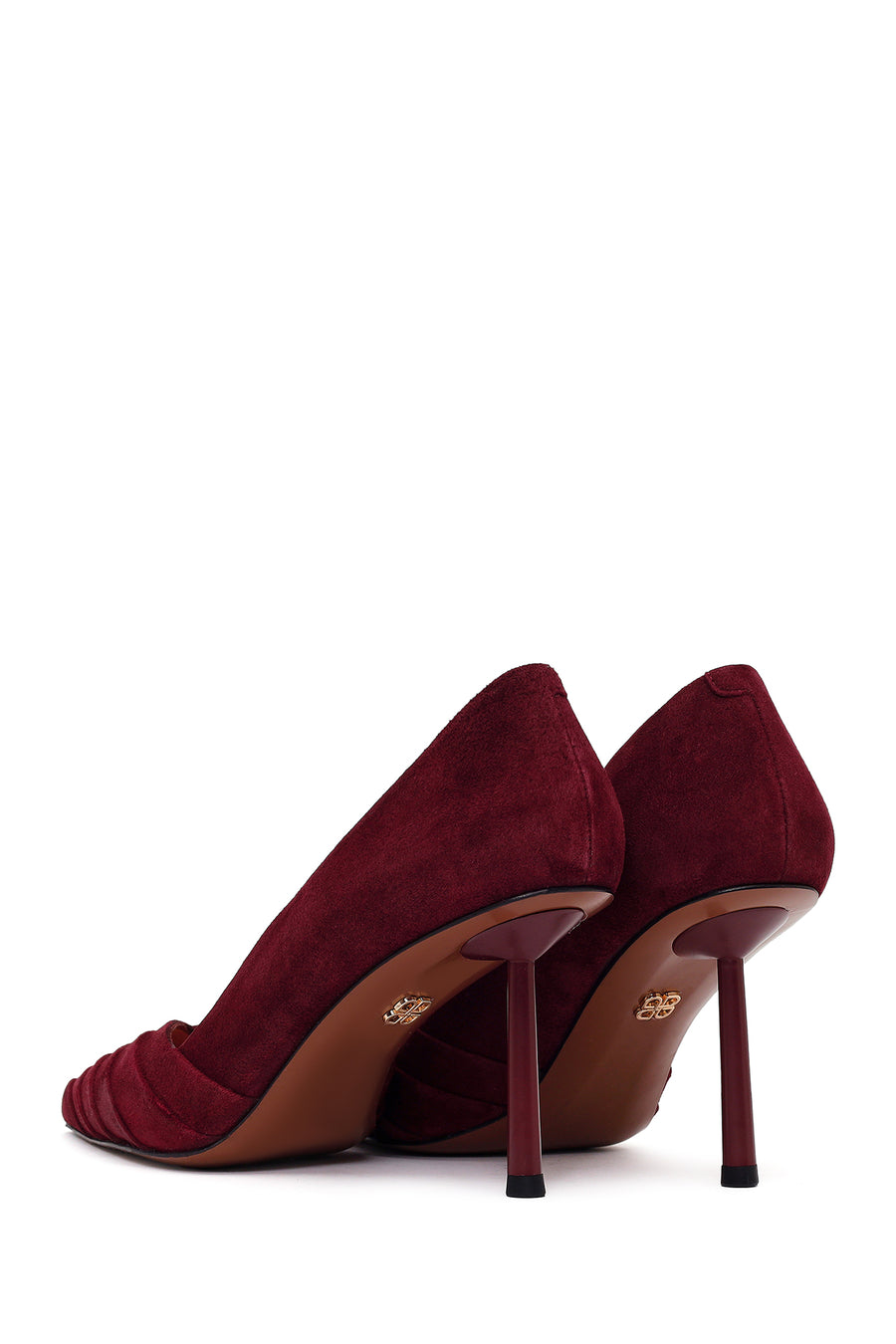 Woman Burgundy Thin-Heeled Suede Stiletto