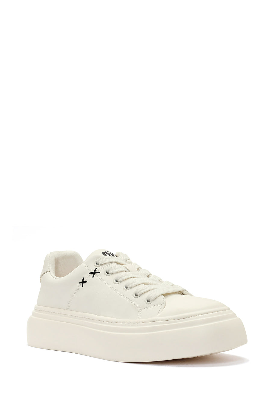 Erkek Beyaz Bağcıklı Deri Sneaker
