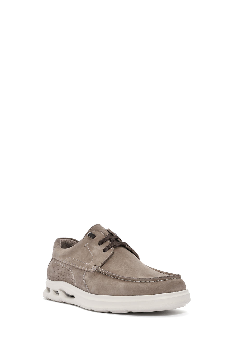 Men's Beige Lace-Up Nubuck Leather Casual Shoes