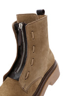 Women's Brown Zippered Suede Leather Boots | Derimod