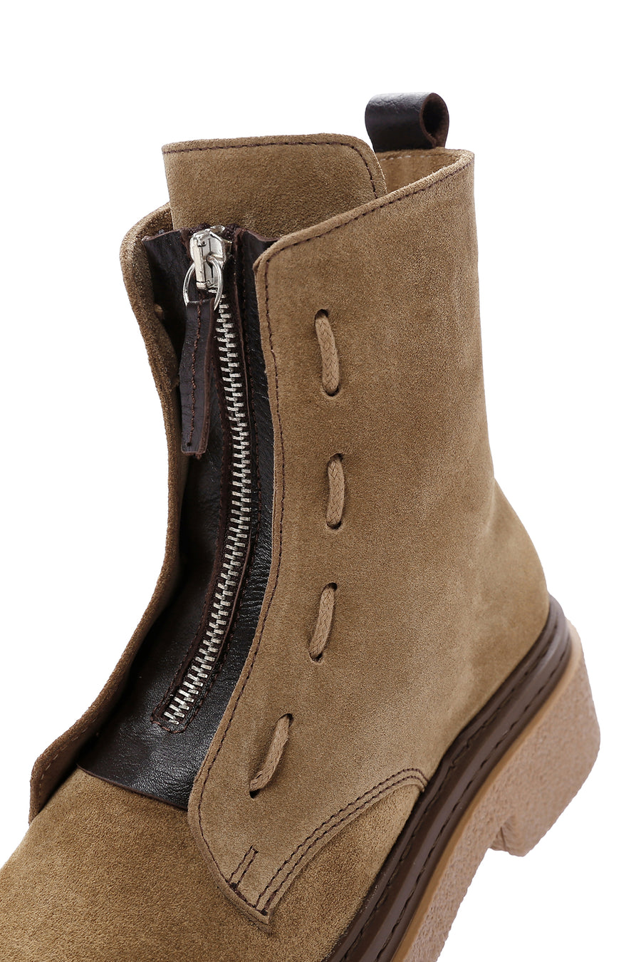 Women's Brown Zippered Suede Leather Boots