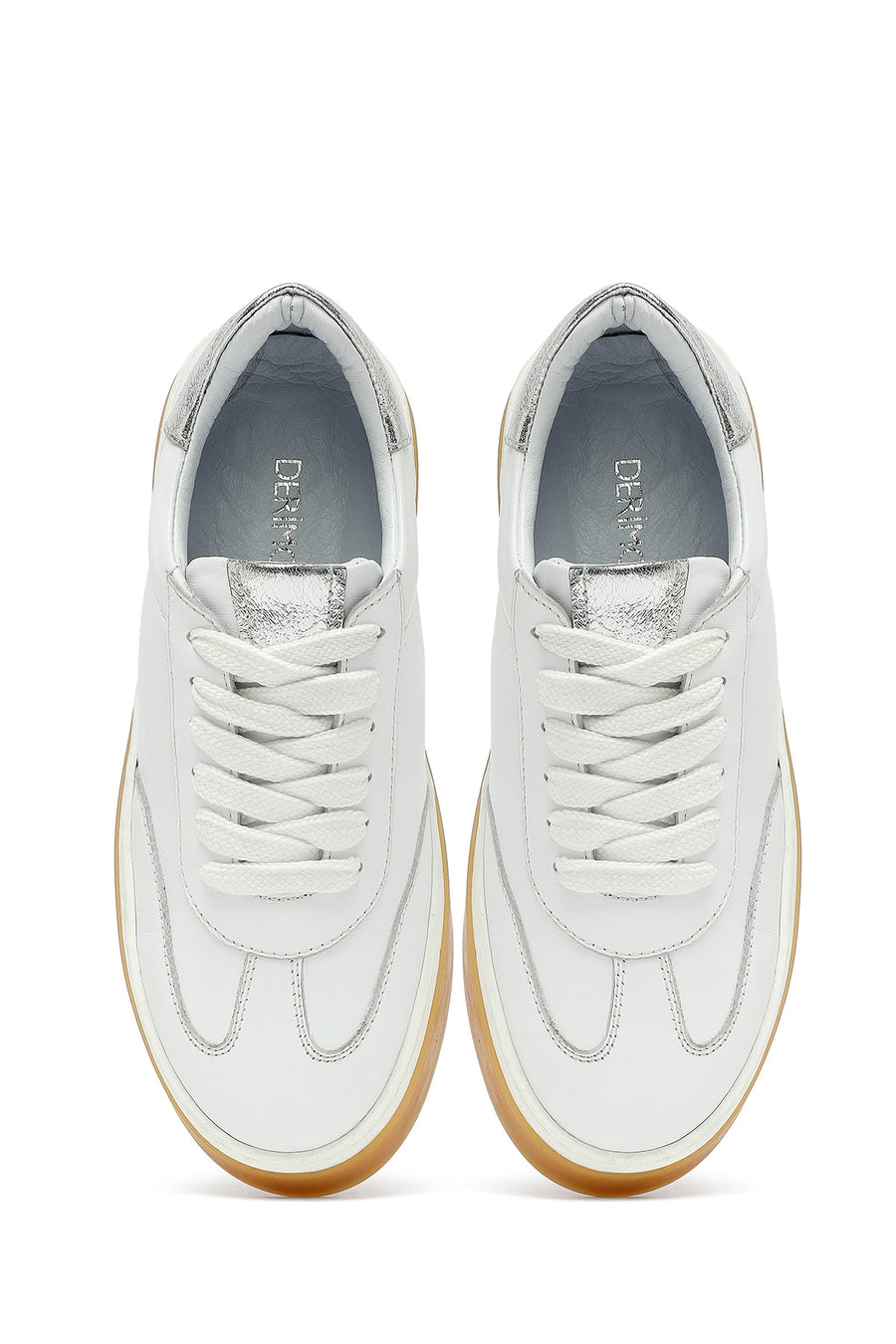 Woman White Laced Leather Sneakers