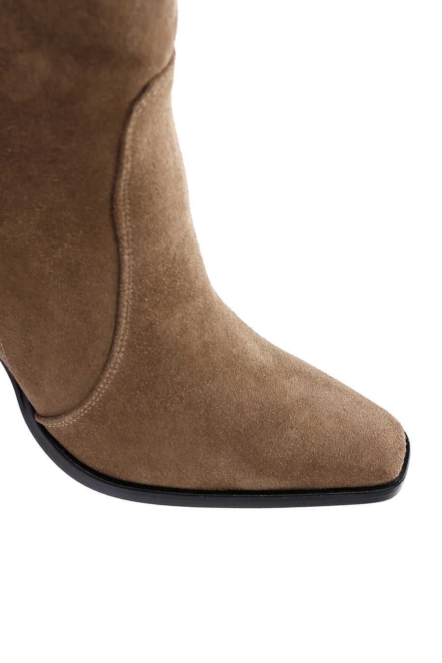 Women's Brown Suede Leather Heeled Boots