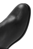 Woman Black Zippered Leather Boat | Derimod