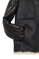 Zermatt Male Black Mandarin Collar Teddy Jacket | Derimod