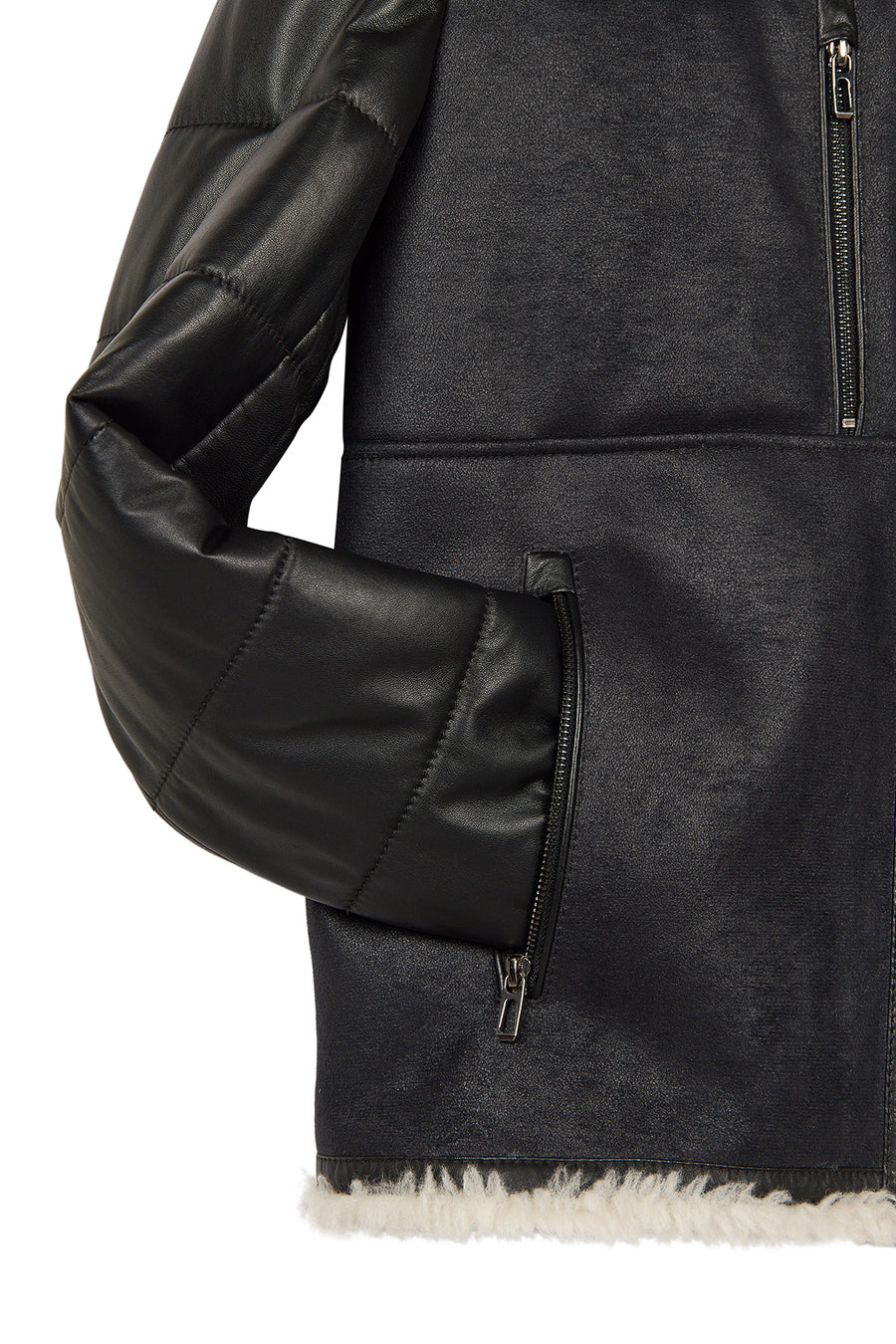 Zermatt Male Black Mandarin Collar Teddy Jacket