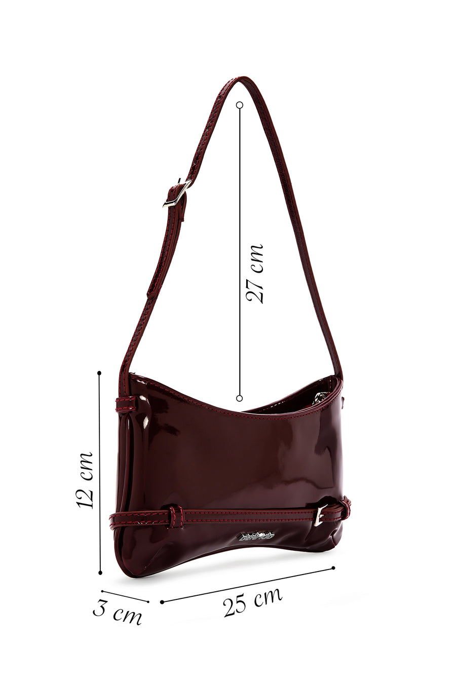 Women's Claret Red Patent Leather Shoulder Bag