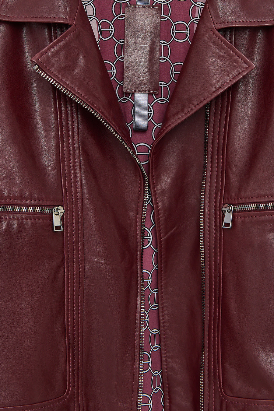 Paloma Kadın Bordo Kısa Oversize Biker Deri Ceket