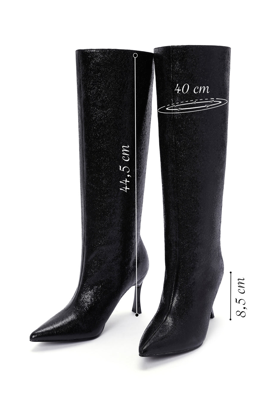 Women's Black Thin Heeled Boots