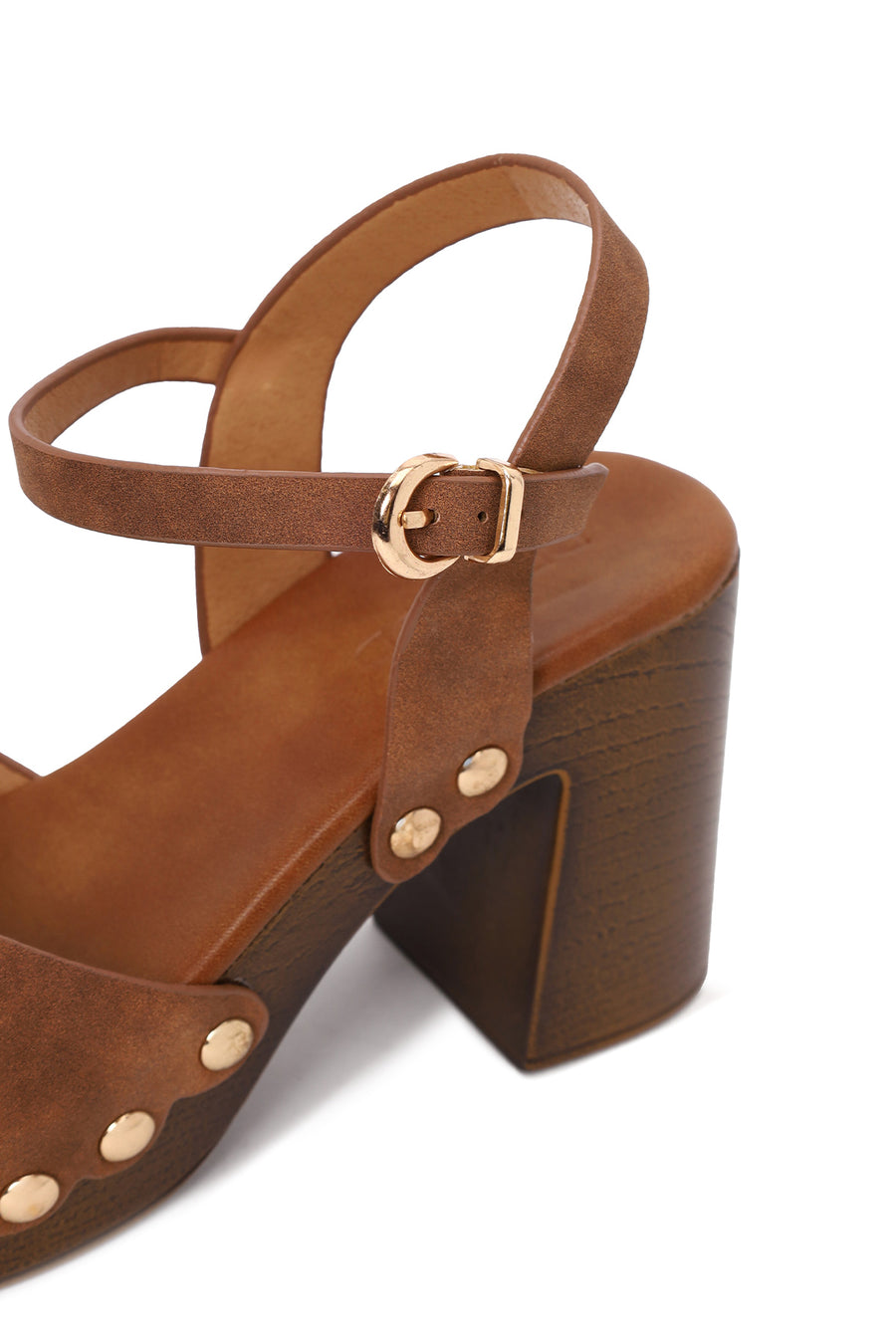 Woman Brown Ankle-Buckle Chunky-Heel Suede Sandal