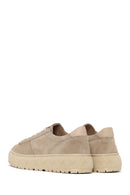 Woman Beige Lace-up Suede Leather Sneaker | Derimod