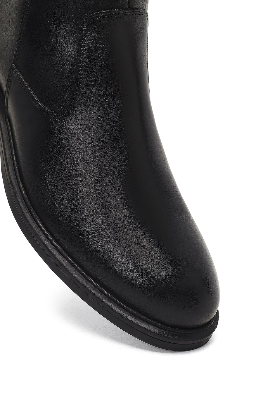 Men's Black Zippered Leather Casual Boots