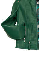 Sonia Woman Green Short Leather Jacket | Derimod