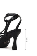 Woman Black Ankle-Buckle Open-Back Stiletto High Heel | Derimod
