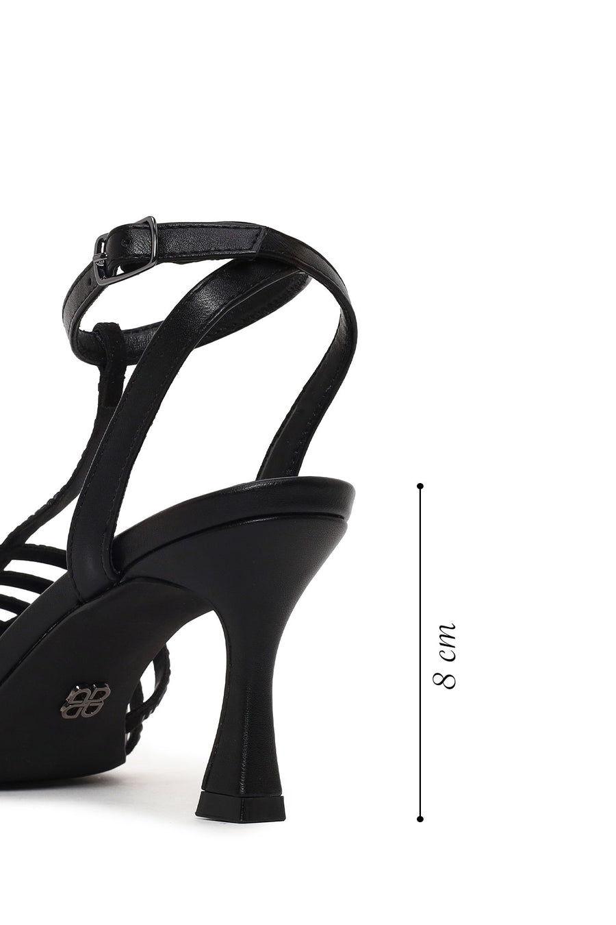 Woman Black Ankle-Buckle Open-Back Stiletto High Heel