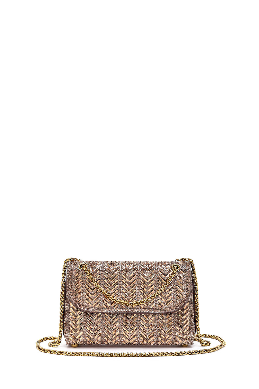 Women's Bronze Long Strap Stone Mini Clutch Evening Bag 25SBD2978TS | Derimod