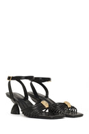 Woman Black Ankle Buckled Chunky Heeled Sandals | Derimod